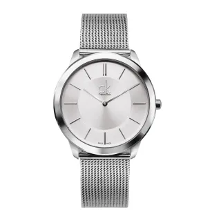 【Calvin Klein 凱文克萊】minimal系列 經典簡約銀色系 米蘭錶帶 手錶 男錶 CK錶 40mm(K3M21126)