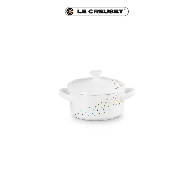 【Le Creuset】繽紛愛心白配件系列組(運動水瓶/英式馬克杯350ml/迷你圓烤盅)