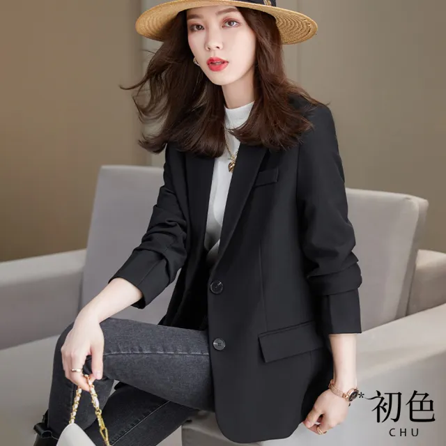 【初色】英倫風休閒西裝外套-共2色-65904(M-2XL可選)