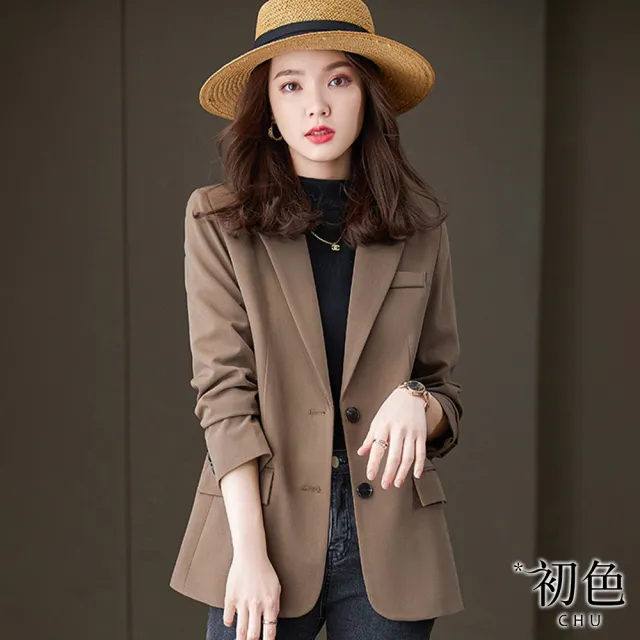 【初色】英倫風休閒西裝外套-共2色-65904(M-2XL可選)