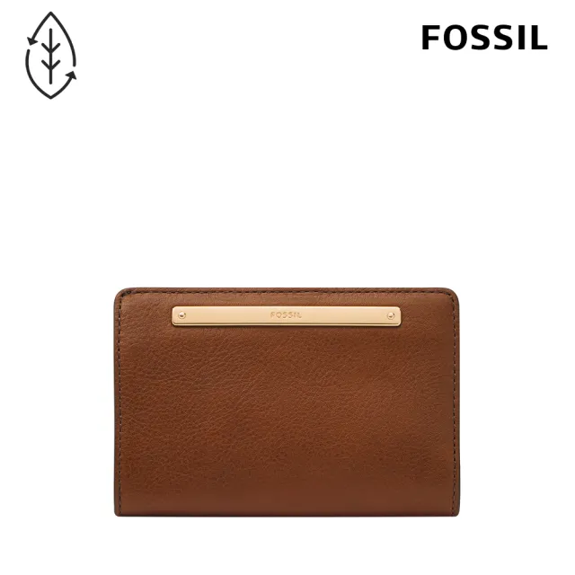 【FOSSIL 官方旗艦館】Liza 輕巧型真皮短夾-咖啡色X金飾片 SL7986G200