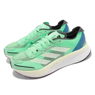 【adidas 愛迪達】慢跑鞋 Adizero Boston 11 M 男鞋 綠 藍 白 中長跑 路跑 厚底 運動鞋 愛迪達(GV9064)