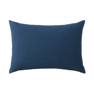 【MUJI 無印良品】柔舒水洗棉枕套/50/暗藍