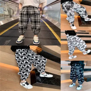 【安朵童舖】現貨韓版兒童春夏薄款防蚊長褲女童休閒防蚊褲男童印花長褲(3)