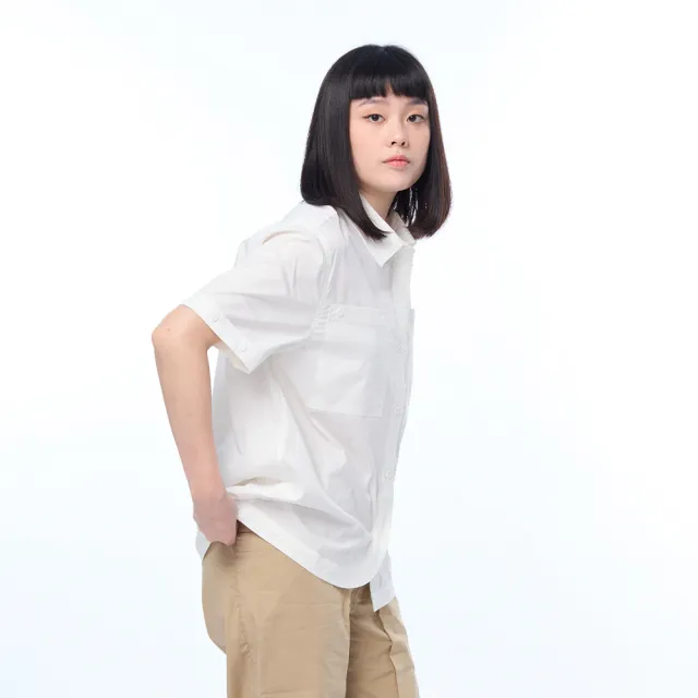 【JEEP】女裝 舒適休閒造型短袖襯衫(白色)