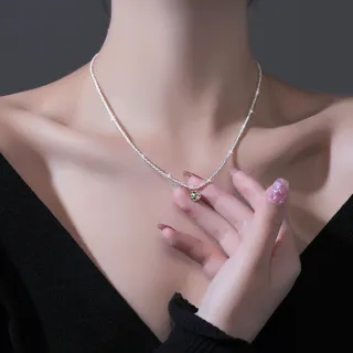 【SUMMER 一夏】韓系波光粼粼橄欖綠單顆水鑽氣質輕奢時尚小眾設計項鍊(ins韓風)