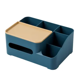 【享受生活】撞色桌面收納盒紙巾盒(面紙盒 衛生紙盒 收納盒 分格收納 桌面收納 小物收納) 