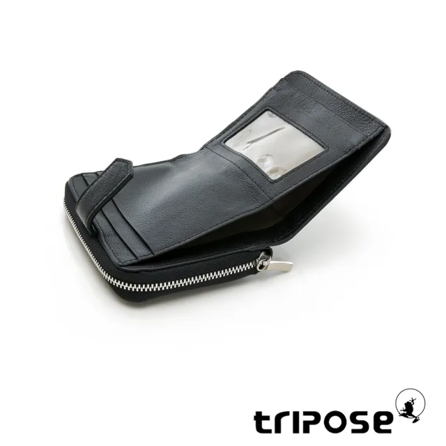 【tripose】TRANS進口牛皮短夾(黑)