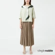 【SingleNoble 獨身貴族】日系個性撞色針織壓摺長裙(2色)