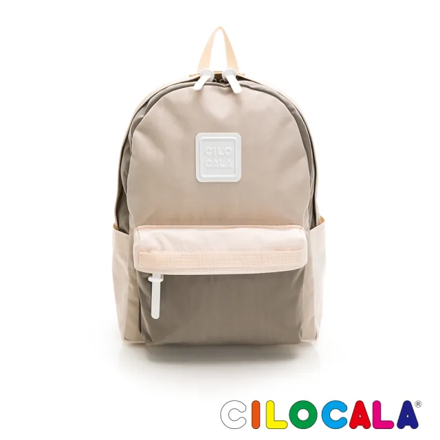 【CILOCALA】CILOCALA限量版亮彩尼龍防潑水COMBI後背包-中大(灰/米色)