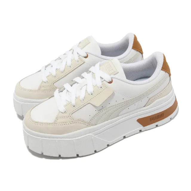 PUMA】休閒鞋Mayze Stack Luxe Wns 女鞋白米厚底增高皮革麂皮(38985305