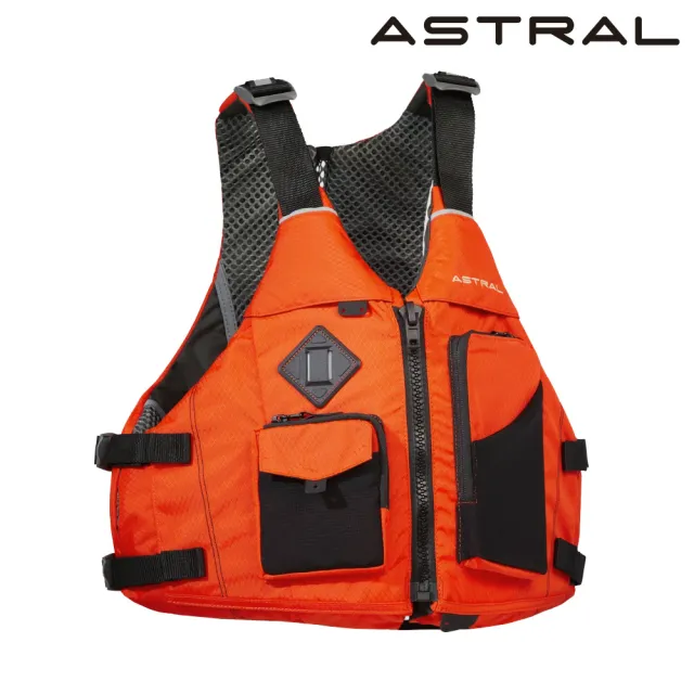 【Astral】男款救生衣E-RONNY 黑橘色｜S-XL(浮力背心 浮力衣 浮板 浮力助具 釣魚 旅遊 SUP 水上活動)