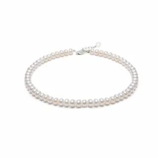 【City Diamond 引雅】網路獨家 天然扁圓淡水珍珠4-5mm短版頸鍊-35cm(珠潤月詠系列)