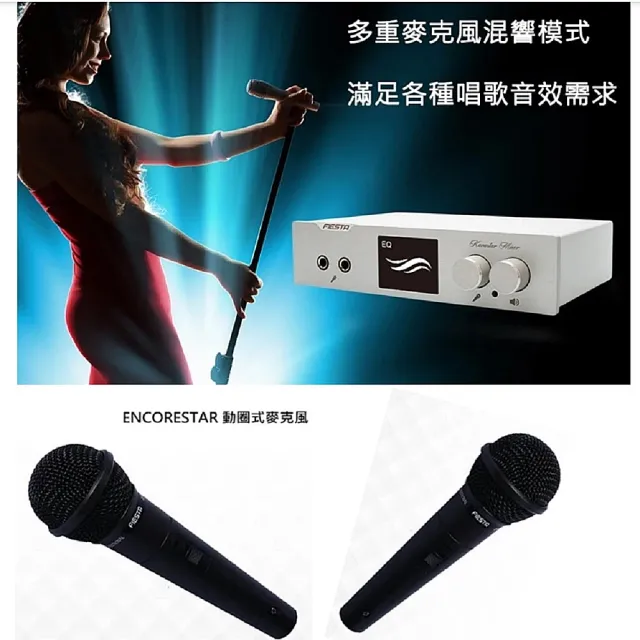 【FIESTA】KARASTAR 數位音訊處理器+2支有線麥克風(適用卡拉OK歡唱)