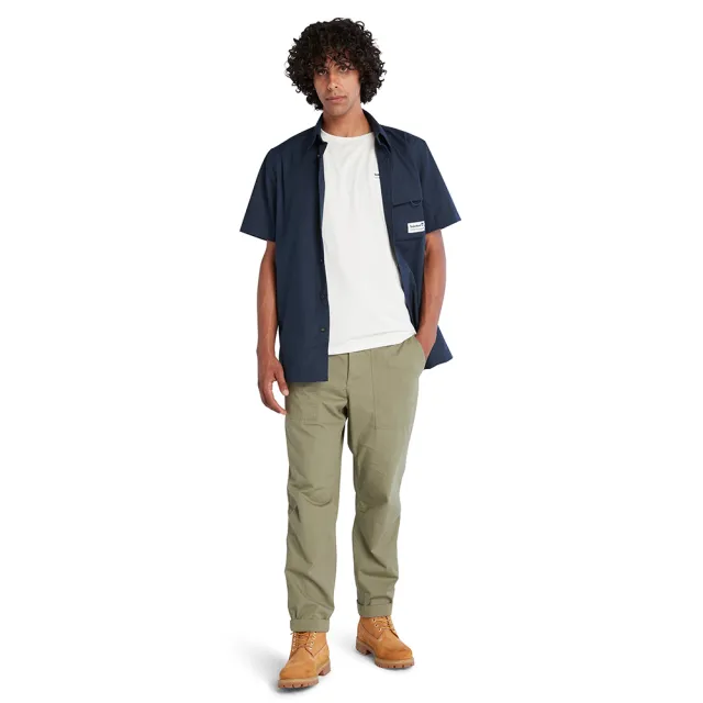 【Timberland】男款深藍色Outlast短袖襯衫(A6RCW433)
