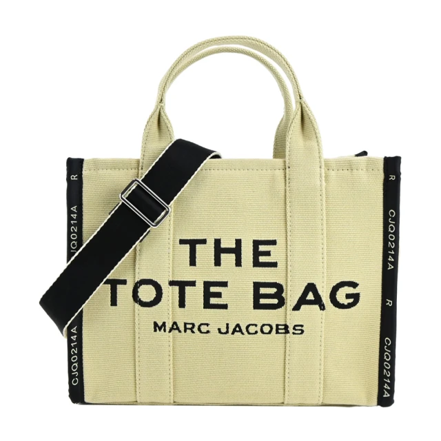 MARC JACOBS 馬克賈伯 JACQUARD SMALL TOTE字母刺繡滾邊帆布兩用托特包(小/米)