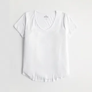 【HOLLISTER Co】HCO 海鷗 經典刺繡海鷗素面短袖T恤 上衣-女-白色(平輸品)