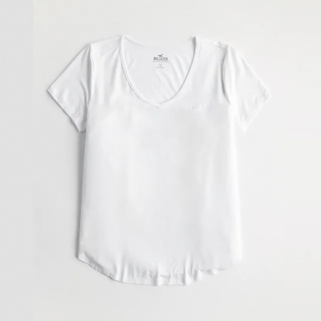 【HOLLISTER Co】HCO 海鷗 經典刺繡海鷗素面短袖T恤 上衣-女-白色(平輸品/短T)