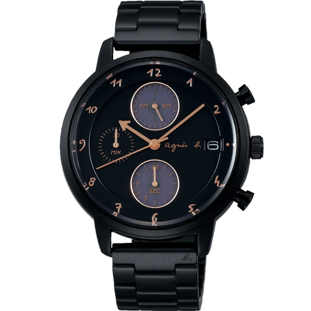 【agnes b.】法式簡約太陽能計時腕錶   母親節(VR43-KLJ0SD/BZ6005X1)