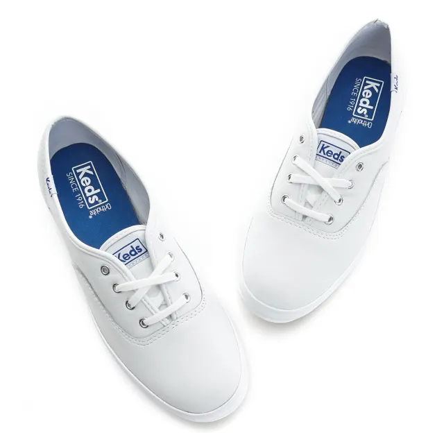 【Keds】CHAMPION 品牌經典皮革休閒鞋(白)