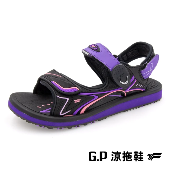 G.P 女款機能緩震雙帶拖鞋G9334W-黑桃色(SIZE: