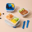 【Dagebeno荷生活】食品級PP材質可微波加熱密封防漏保鮮盒分隔分層附餐具便當盒(雙層款950ml二入)