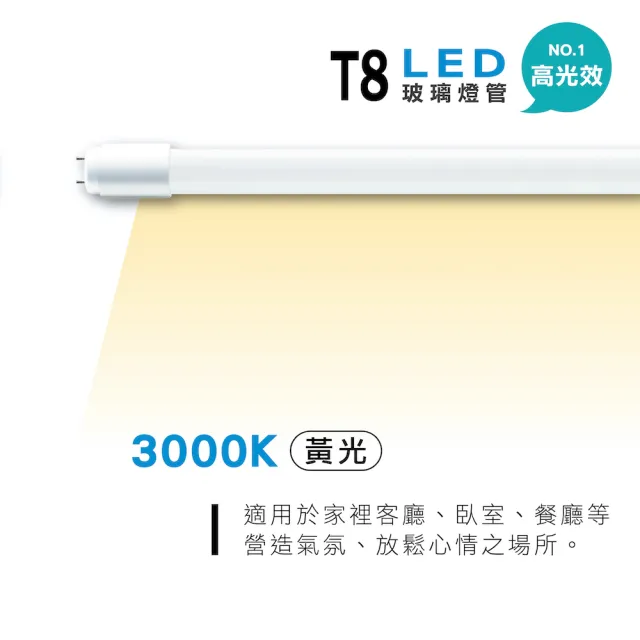 【旭光】LED T8燈管 T8 4呎 20W 全電壓 日光燈管 省電燈管(10入組)