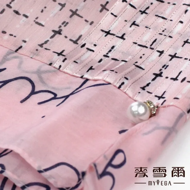 【MYVEGA 麥雪爾】金蔥縫線設計印花上衣-粉