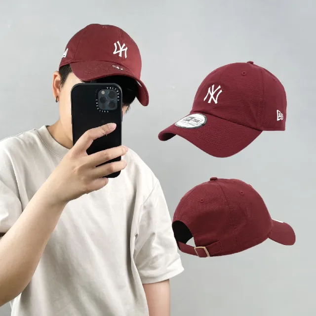 【NEW ERA】棒球帽 Casual Classic MLB 紐約 洋基 老帽 酒紅 白 NY 男女款 帽子 經典款(NE12712401)