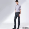 【RODBELL 羅德貝爾】黑紫條紋棉質短袖修身襯衫(舒適透氣、棉、聚酯纖維、修身襯衫)