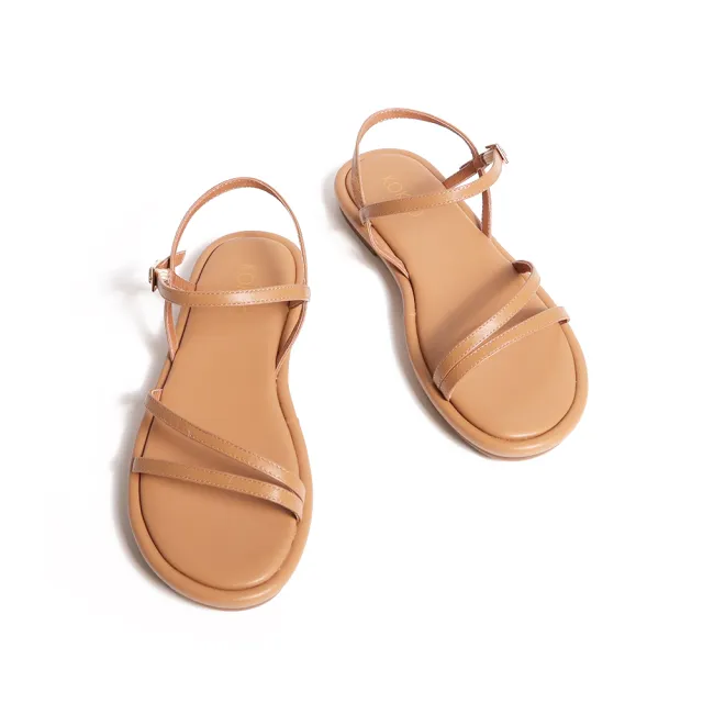 【KOKKO 集團】輕盈簡約一字細帶線條軟底涼鞋(棕色)