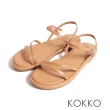 【KOKKO 集團】輕盈簡約一字細帶線條軟底涼鞋(棕色)