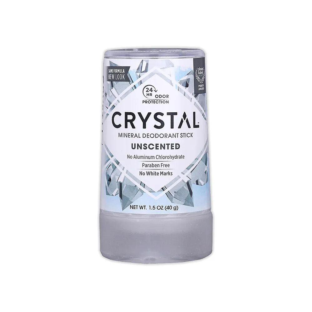 【美國CRYSTAL】長效淨味約24小時礦物鹽身體固體除臭棒-無香款40g/條(運動止汗味腋下消臭石體香膏劑-5年效)