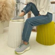 【Kimo】專利足弓支撐-素織面綁帶萊卡健康鞋 女鞋(白鋁灰 KBBWF160152)