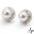 【Jpqueen】大方珍珠單顆高雅水鑽耳環(銀色)
