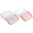 【小禮堂】HELLO KITTY  輕量型微波保鮮盒2入組 500ml Ag+ - 白粉鬱金香款(平輸品) 凱蒂貓