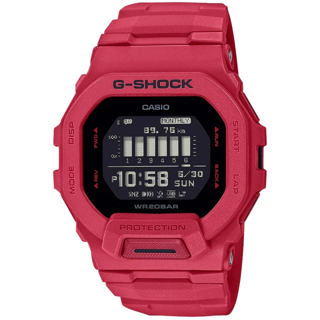 【CASIO 卡西歐】G-SHOCK 街頭時尚雙顯腕錶(GBD-200RD-4DR)