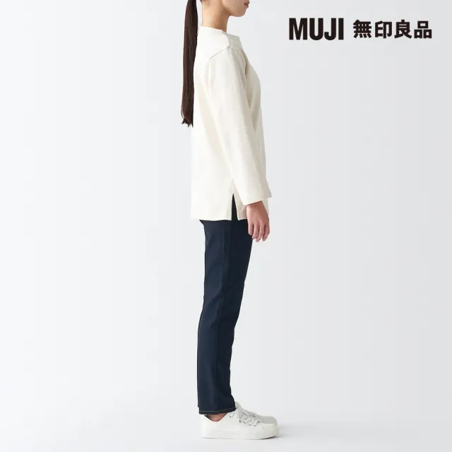 【MUJI 無印良品】女有機棉混彈性丹寧合身褲(暗藍)