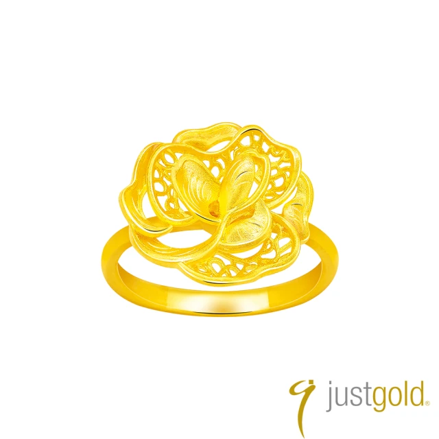 Just Gold 鎮金店 金綻牡丹 黃金戒指(細版)