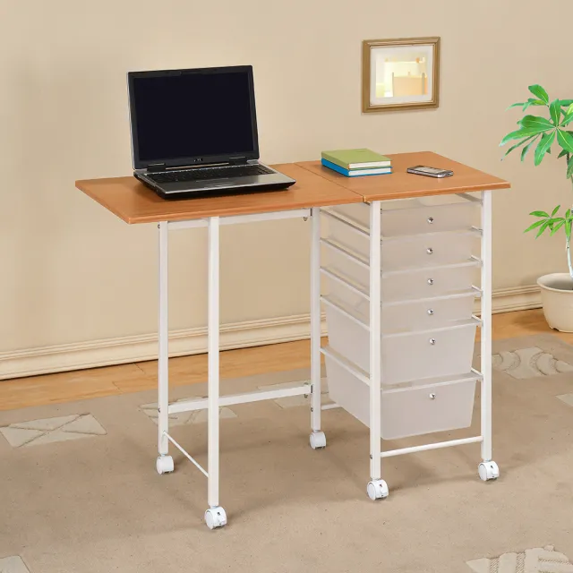 【AAA】MIT六抽移動式折疊桌(工作桌.電腦桌.辦公桌.收納車.書桌.邊桌.茶几桌.抽屜推車)