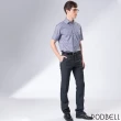 【RODBELL 羅德貝爾】紫藍格紋純棉短袖修身襯衫(舒適透氣、棉、修身襯衫)