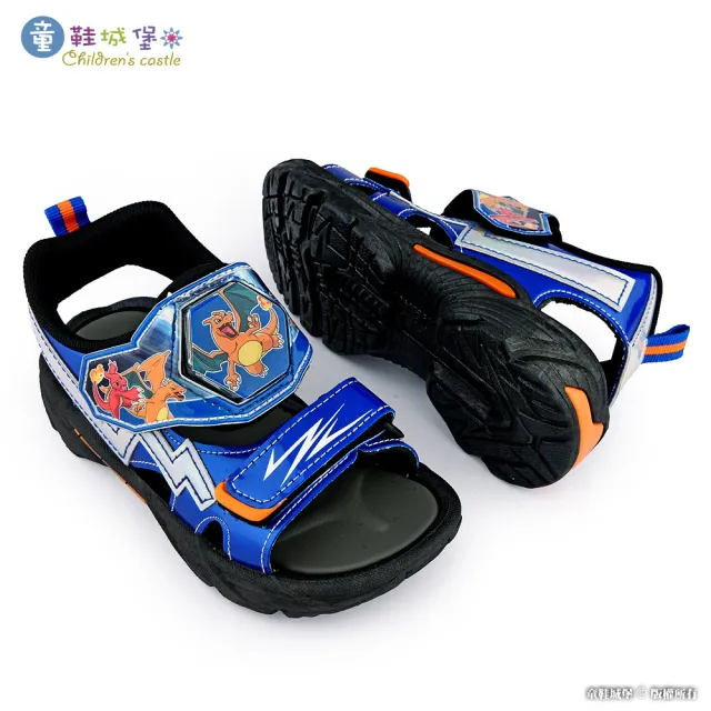 【童鞋城堡】中大童鞋 寶可夢 噴火龍 LED電燈涼鞋(PA3590-藍)
