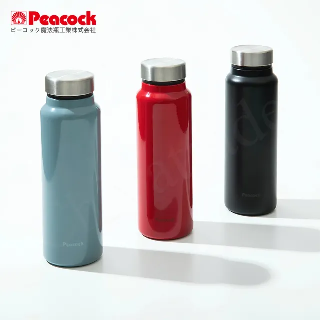 【Peacock 日本孔雀】商務休閒 不鏽鋼保冷保溫杯800ML-消光黑(輕量化設計)(保溫瓶)