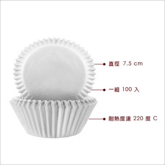 【IBILI】Sweet蛋糕紙模100入 白7.5cm(點心烤模)