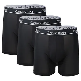 【Calvin Klein 凱文克萊】2023男時尚細纖維黑色修飾四角內著3件組-網(預購)