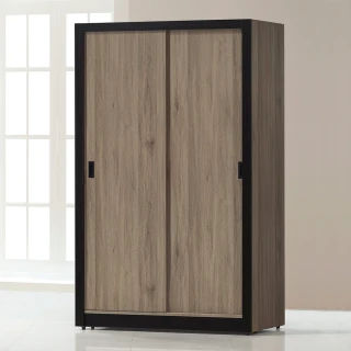 【顛覆設計】歐內加灰橡色4x7尺推門衣櫥