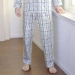 【Wacoal 華歌爾】睡衣-男士家居系列 M-LL國民領幾何格紋印花褲裝 LWZ74731GY(紳士藍)