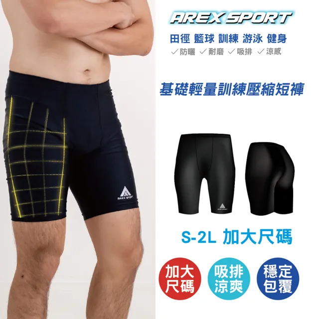 【AREXSPORT】男短褲 運動短褲 大碼緊身褲 訓練褲 跑褲 重訓褲 加大碼 泳褲 大碼短褲S-2L(水陸男短褲)