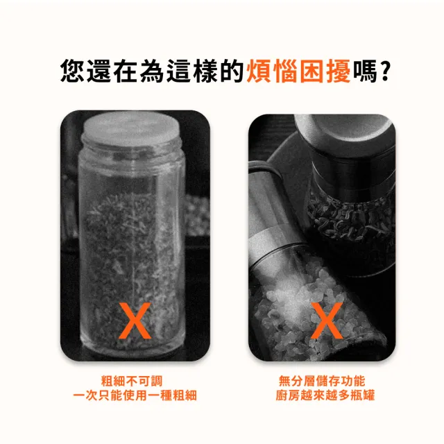 【雙向調味】二合一不鏽鋼雙頭研磨罐(研磨瓶 調味瓶 可調節 調味罐 胡椒罐 便捷 家用 研磨器 廚房 餐廳)