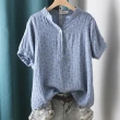 【ACheter】牛仔襯衫短袖寬鬆上衣天絲感夏薄短版襯衫#117380(5款任選)